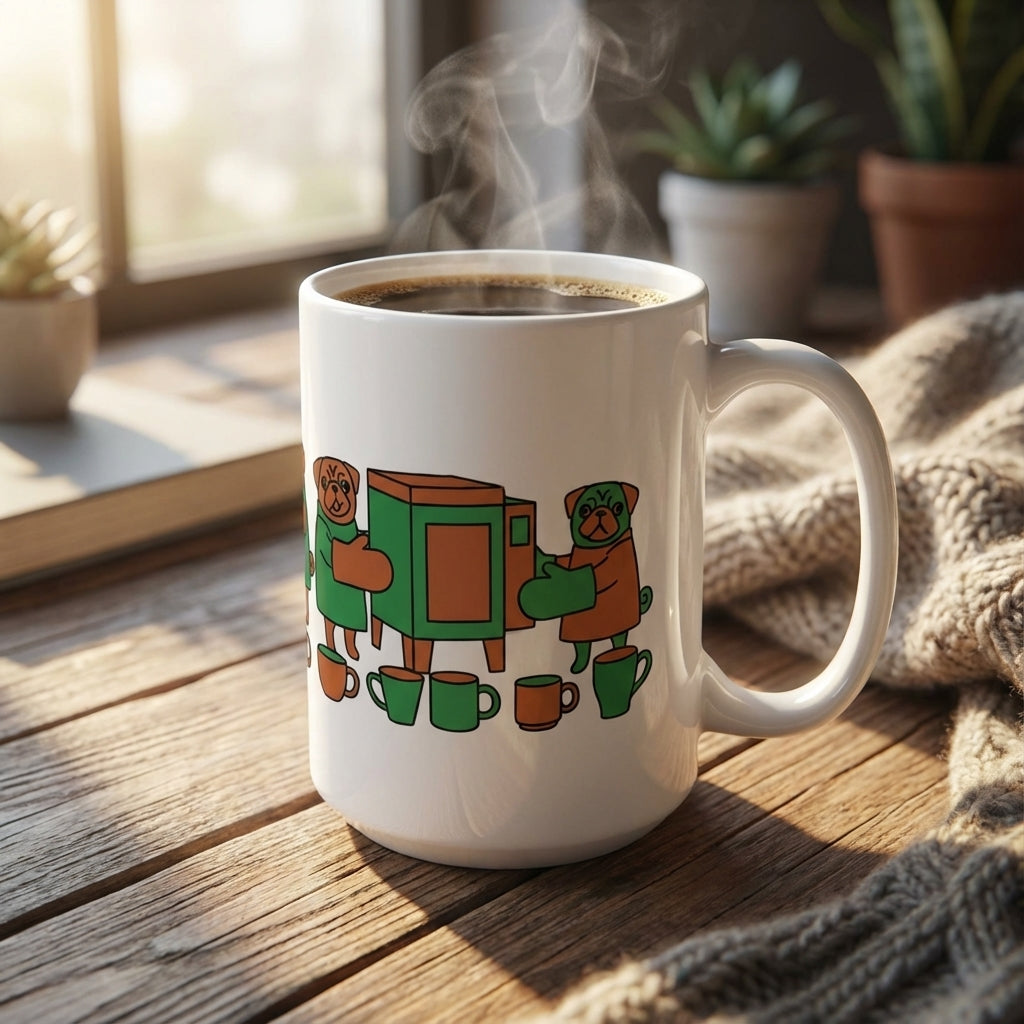 Pottery Studio Pugs - Kiln Guardians - 15oz Mug