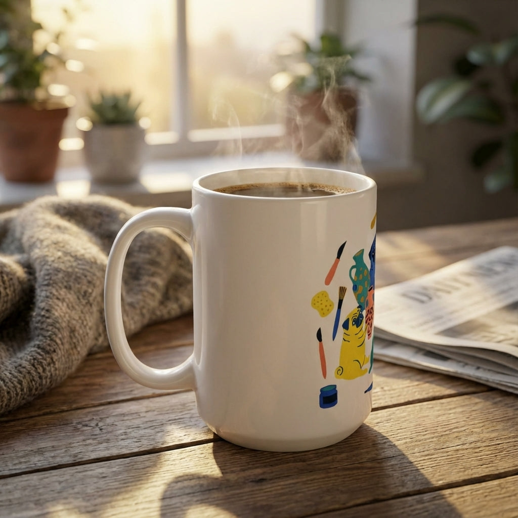 Pottery Studio Pugs - Wobbly Vases - 15oz Mug