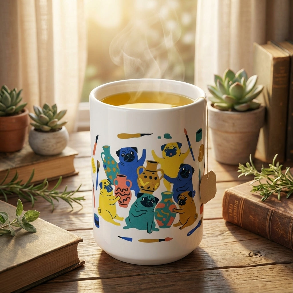 Pottery Studio Pugs - Wobbly Vases - 15oz Mug