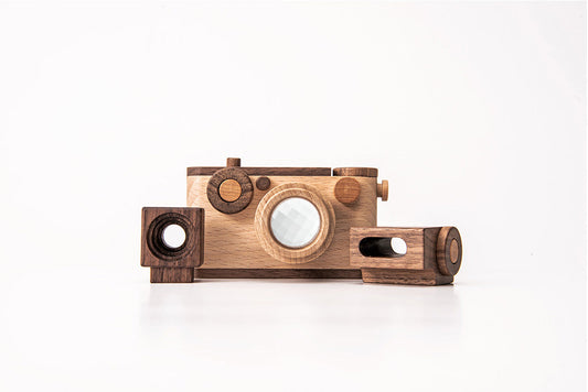 35MM Wooden Toy Camera Gift Set - Beech Wood with 2 Flashes ($85 Value)