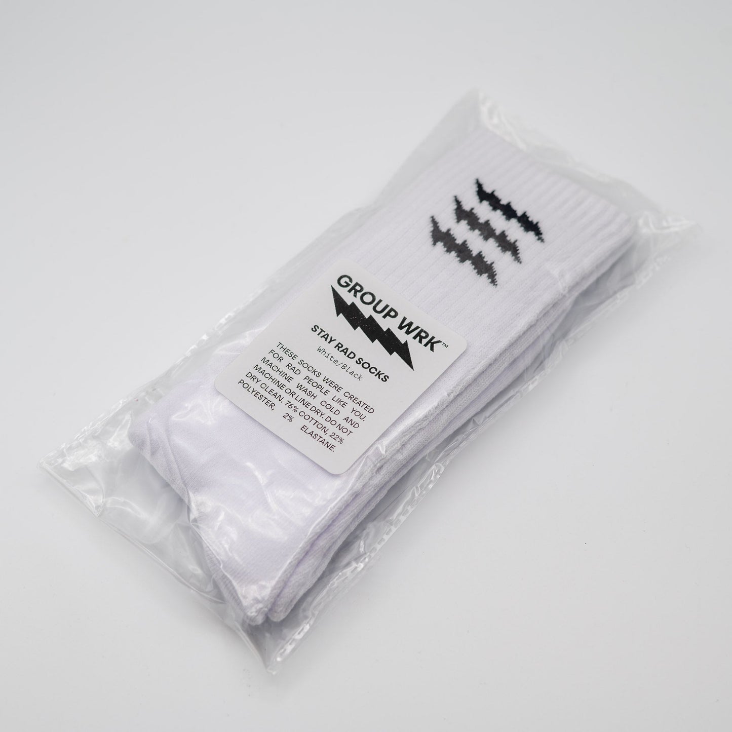 Stay Rad Crew Sock - White
