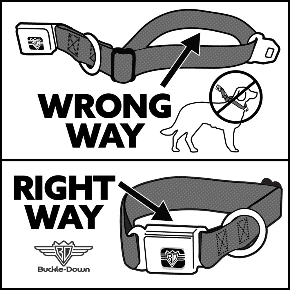 Dog Bone Seatbelt Buckle Collar - BUCKLE-DOWN Shapes Black/White