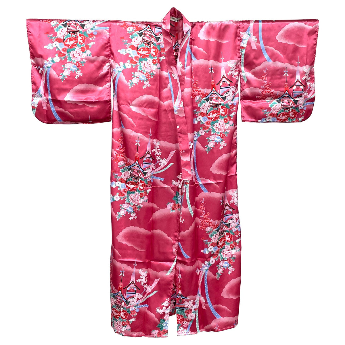 Japendsd Robe Japanese Traditional Kimono Robe - Pink Temple – Engineered