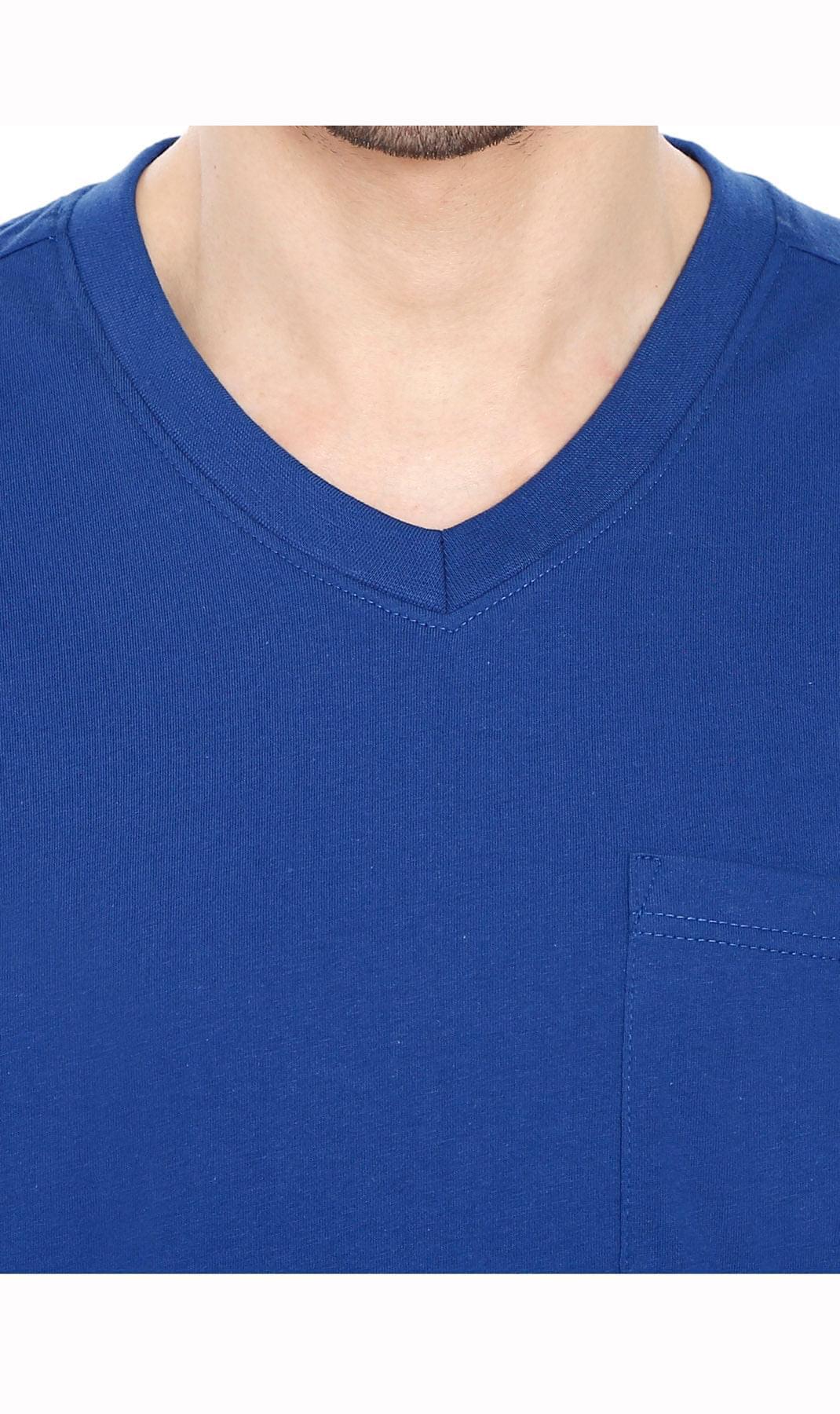 Men’s Heavyweight Short Sleeve V-Neck T-Shirt – Relaxed Fit Cotton Blend with Pocket