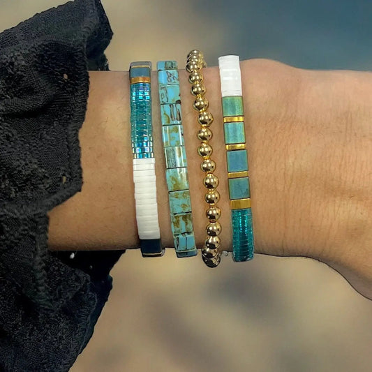 RADIANCE - 4 Tila Bead Bracelet Stack Mack & Rex