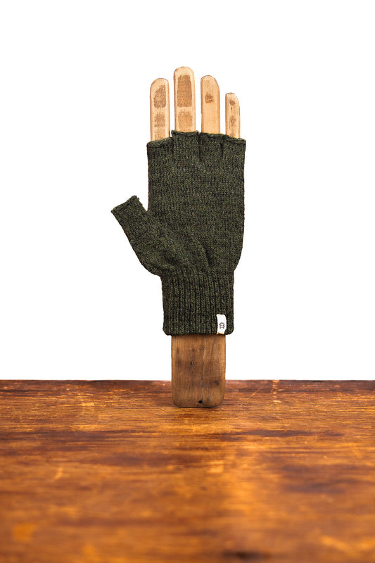 Dark Melange Fingerless Ragg Wool Gloves