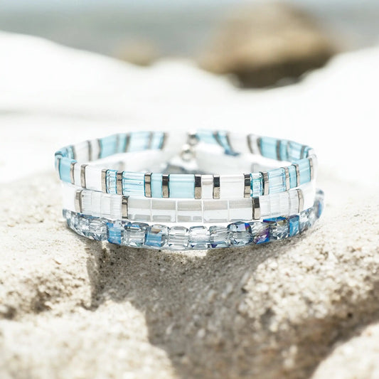 River of Ice - Tila Bead Bracelet Stack Mack & Rex