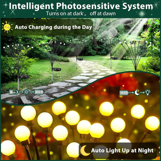 8pcs Solar Firefly Garden Lights – IP65 Waterproof LED Outdoor Lawn & Landscape Lamps