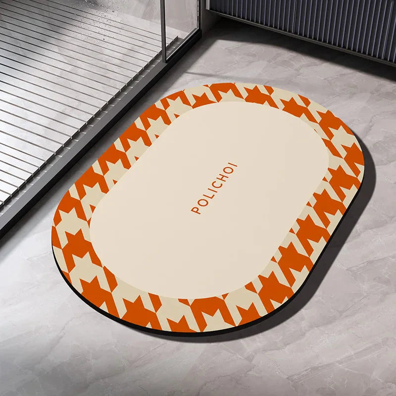 Diatomaceous Earth Bath Mat - Quick-Dry Non-Slip Absorbent Bathroom Rug with Washable Design