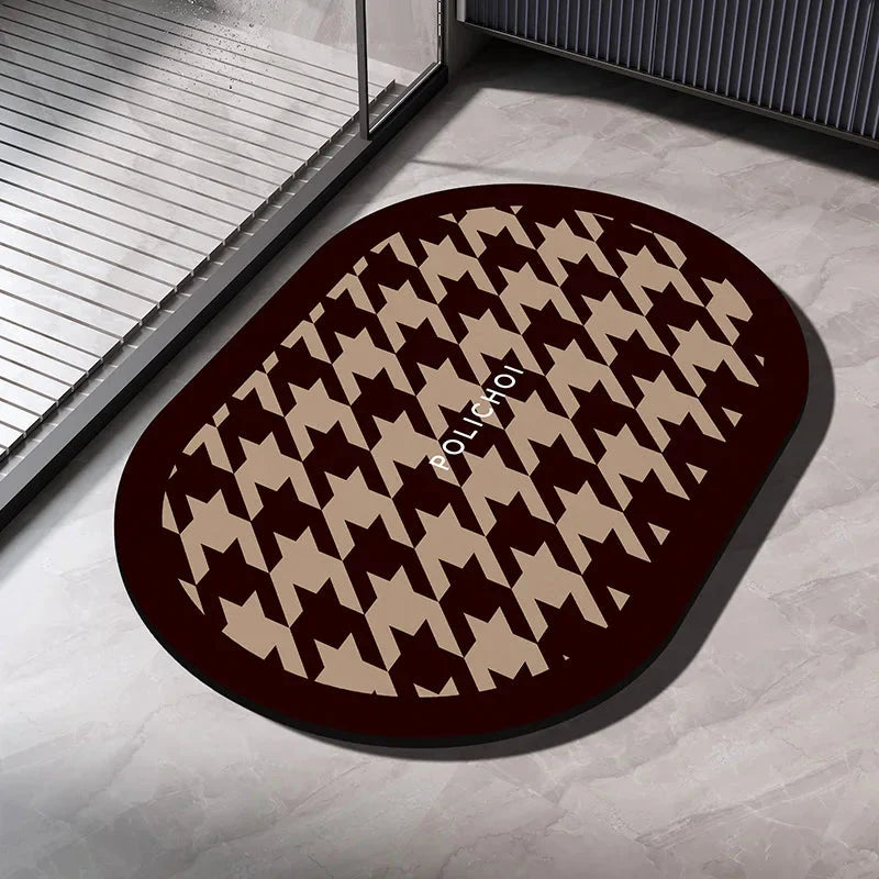 Diatomaceous Earth Bath Mat - Quick-Dry Non-Slip Absorbent Bathroom Rug with Washable Design