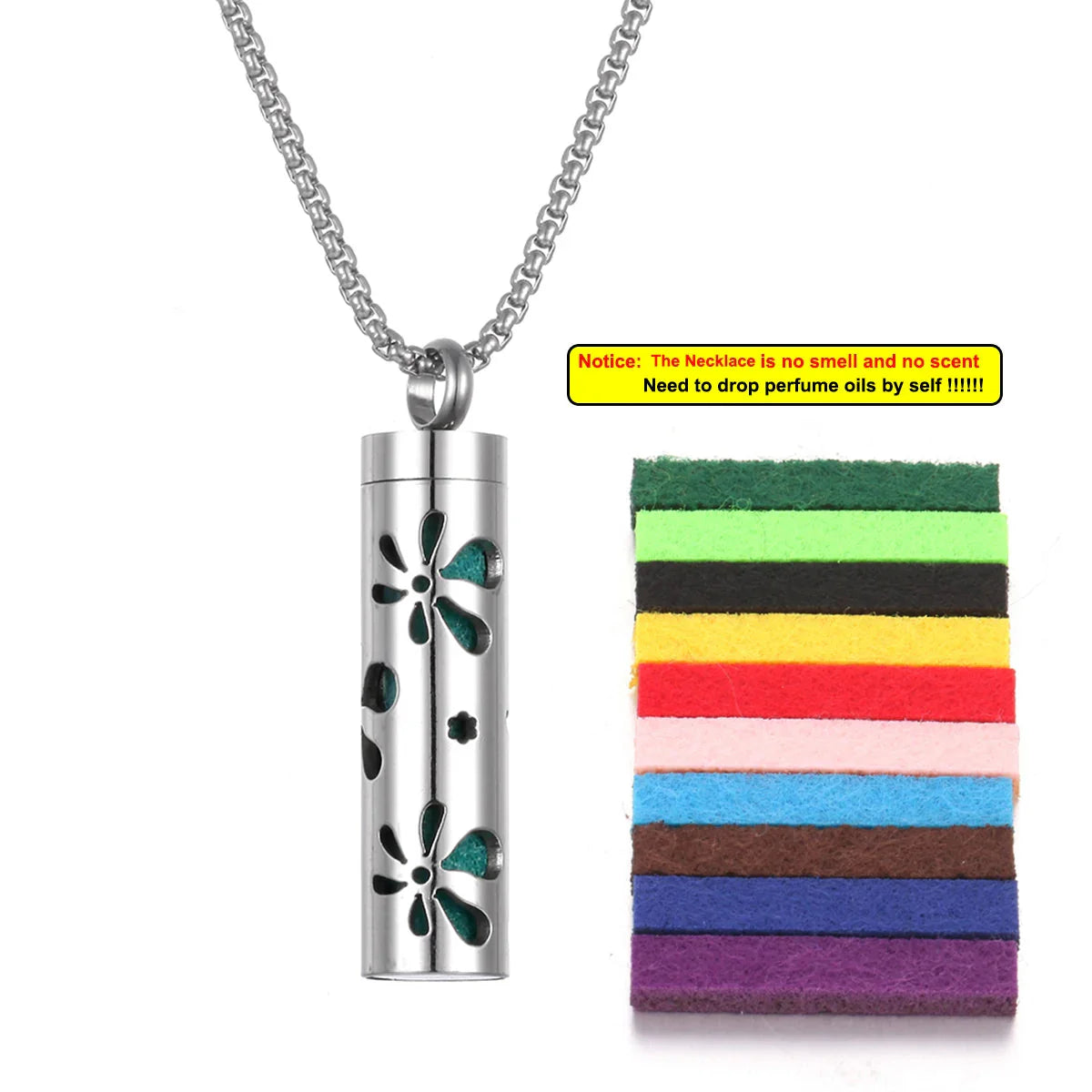 Long Strip Stainless Steel Aromatherapy Necklace – Essential Oil Diffuser Pendant