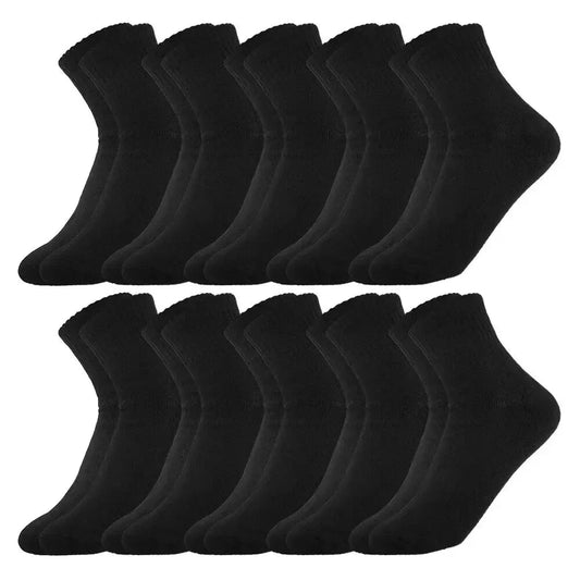 10PCS Men’s Mid-Calf Cotton Socks – Solid Color, Versatile for All Seasons