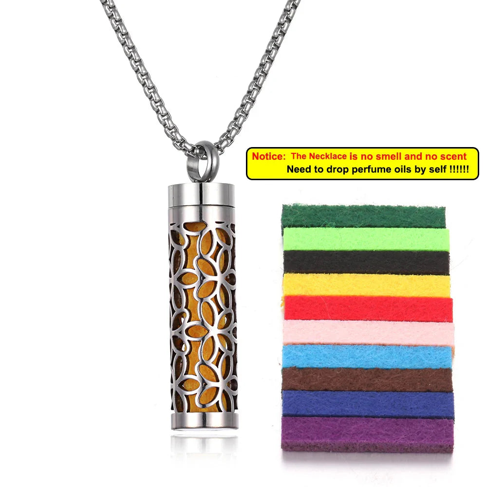 Long Strip Stainless Steel Aromatherapy Necklace – Essential Oil Diffuser Pendant