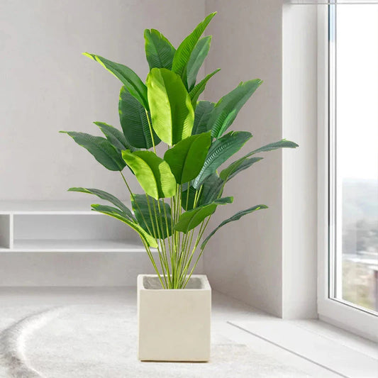 Artificial Tropical Palm Tree – Real Touch Banana & Monstera Leaves Home Decor