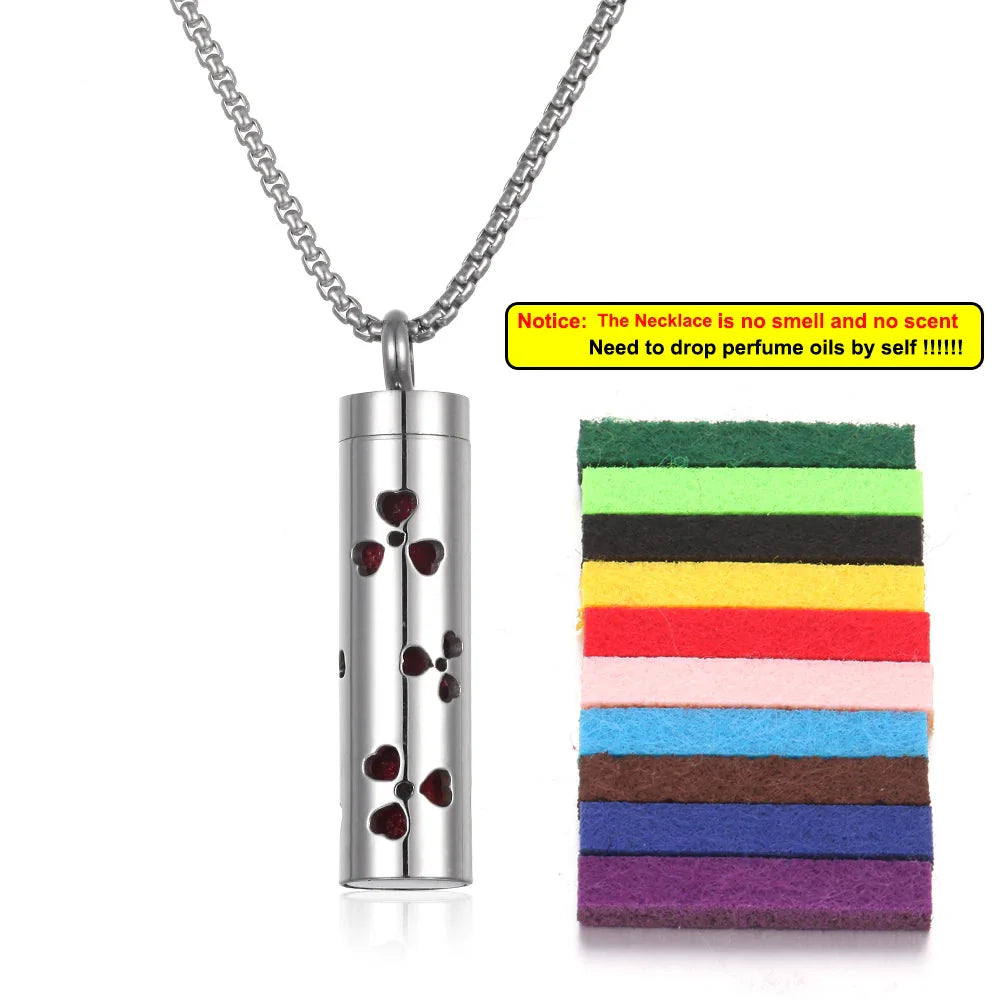 Long Strip Stainless Steel Aromatherapy Necklace – Essential Oil Diffuser Pendant