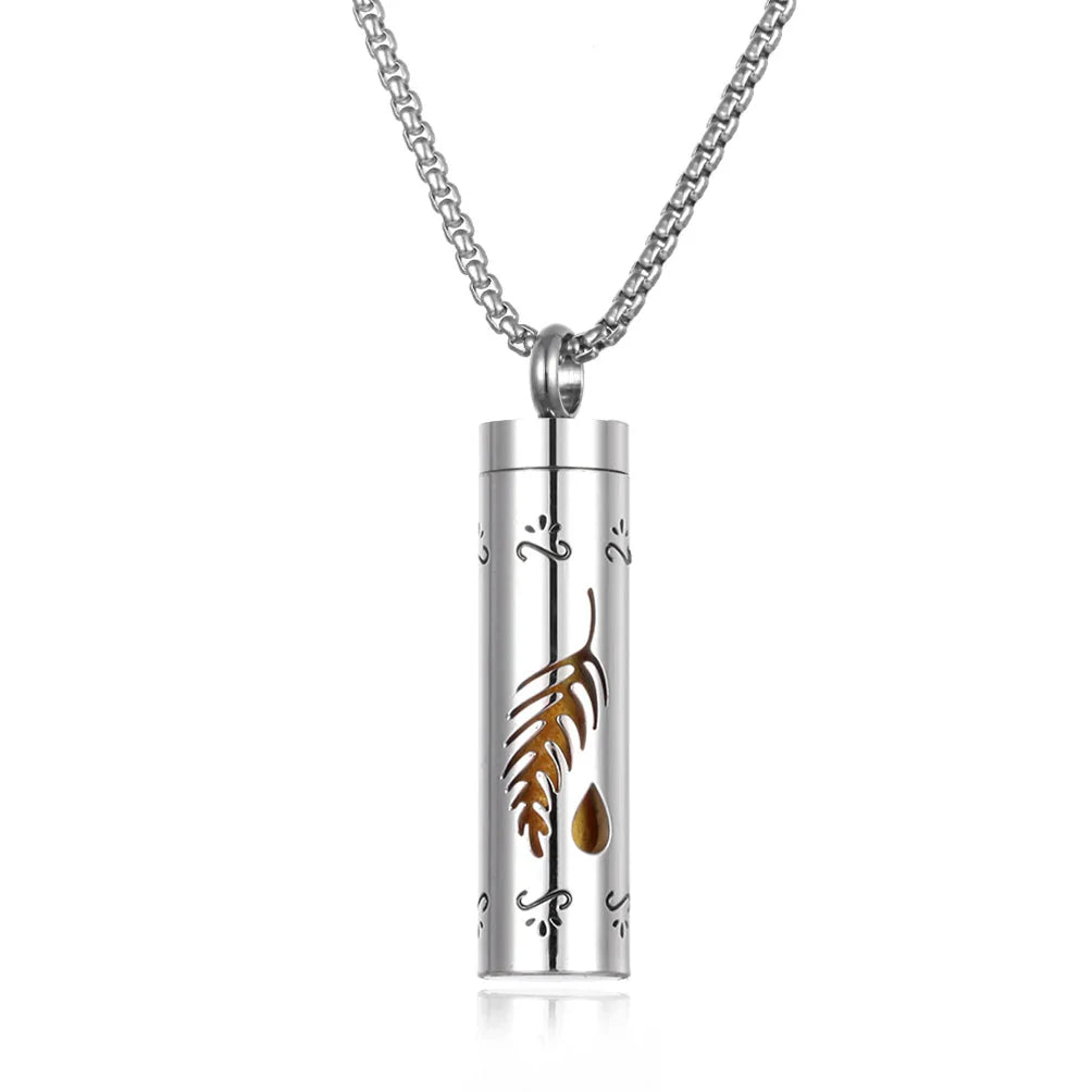 Long Strip Stainless Steel Aromatherapy Necklace – Essential Oil Diffuser Pendant