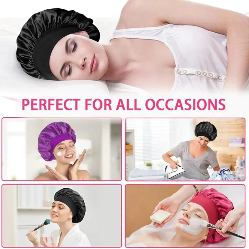 Women’s Satin Sleep Bonnet – Silk Hair Bonnet with Wide Elastic Band