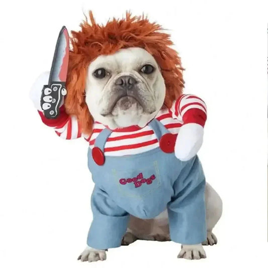 Halloween Dagger Pet Costume - Funny Knife-Holding Dog & Cat Standing Dress for Festival Dress-Up