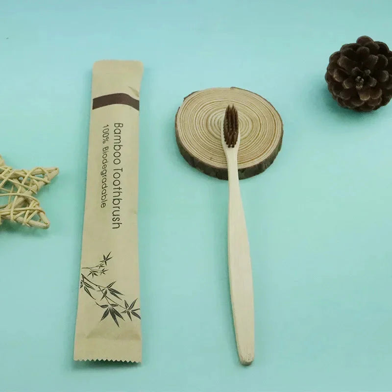 Eco-Friendly Bamboo Toothbrush - Soft Bristles, Vegan, Plastic-Free, 10-Pack