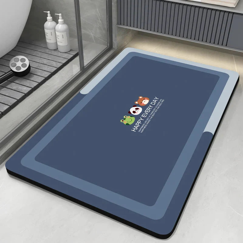 Diatomaceous Earth Bath Mat - Quick-Dry Non-Slip Absorbent Bathroom Rug with Washable Design