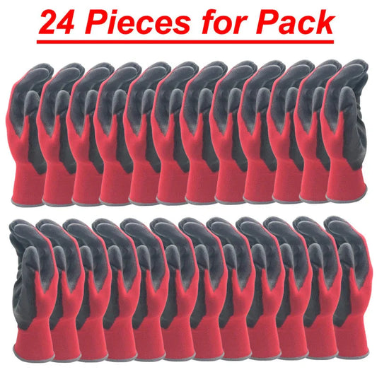 24PCS Professional Protective Gloves – PU Coated Work Gloves for Construction, Gardening & Light-Duty Tasks