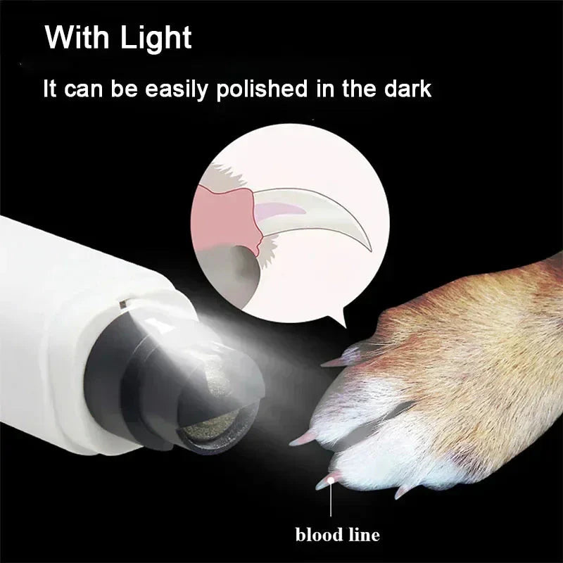 New Electric Pet Nail Grinder – USB Rechargeable LED Dog & Cat Clippers