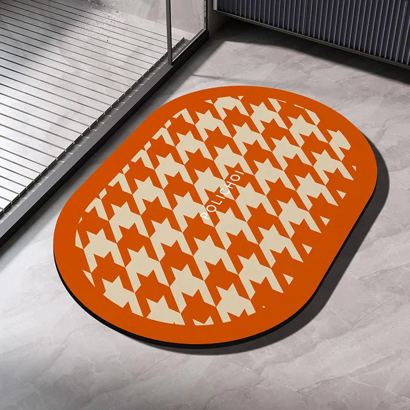 Diatomaceous Earth Bath Mat - Quick-Dry Non-Slip Absorbent Bathroom Rug with Washable Design