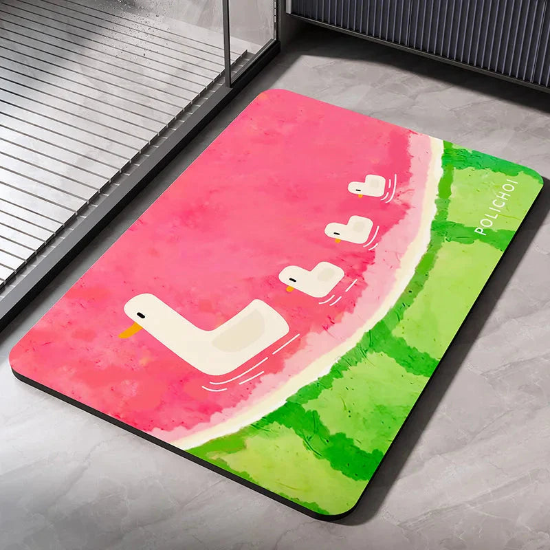 Diatomaceous Earth Bath Mat - Quick-Dry Non-Slip Absorbent Bathroom Rug with Washable Design