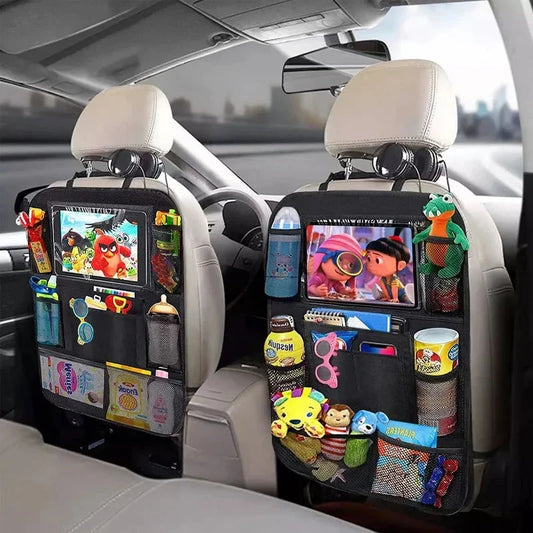 Car Seat Organizer with Tablet Holder - Multifunctional Backseat Storage Bag for Kids