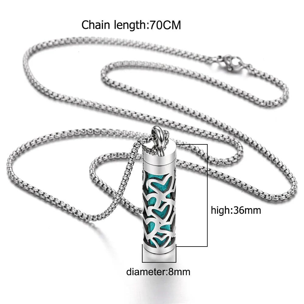 Long Strip Stainless Steel Aromatherapy Necklace – Essential Oil Diffuser Pendant