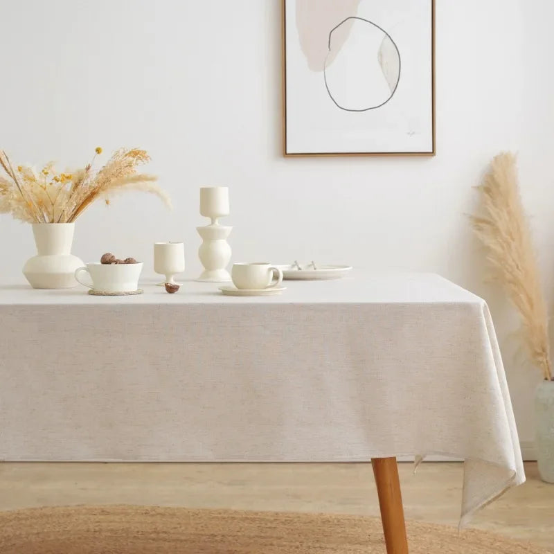 Cotton Linen Ruffled Tablecloth for Wedding Home Party Dining Banquet Decoration Flax Fabric Table Cloth Luxurious Table Cover