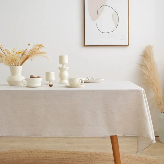 Cotton Linen Ruffled Tablecloth for Wedding Home Party Dining Banquet Decoration Flax Fabric Table Cloth Luxurious Table Cover