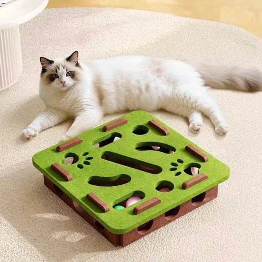 Interactive Cat Puzzle Toy – Felt Maze Box with Bell Balls