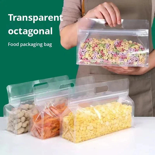 5pcs Reusable Leakproof Food Storage Bags - Eco-Friendly Kitchen Organizer for Snacks, Fruits, and Vegetables