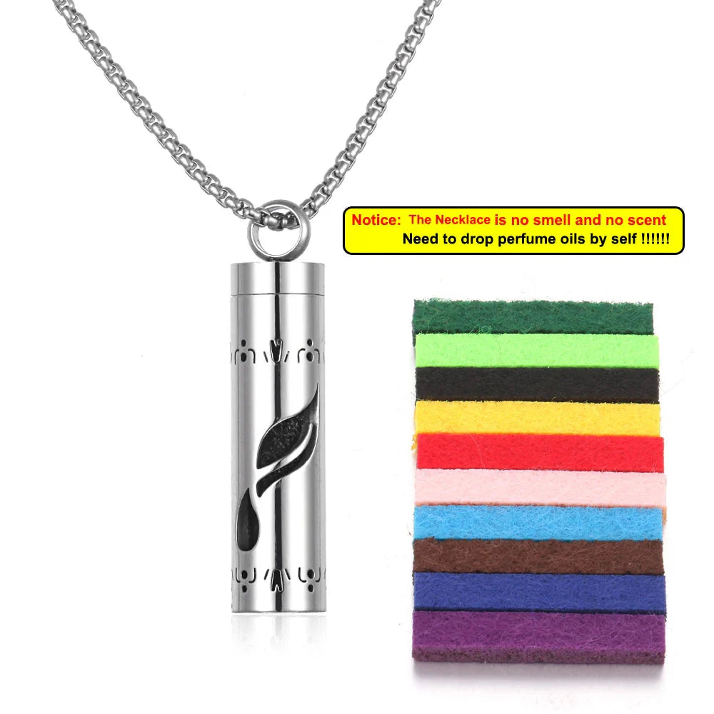Long Strip Stainless Steel Aromatherapy Necklace – Essential Oil Diffuser Pendant