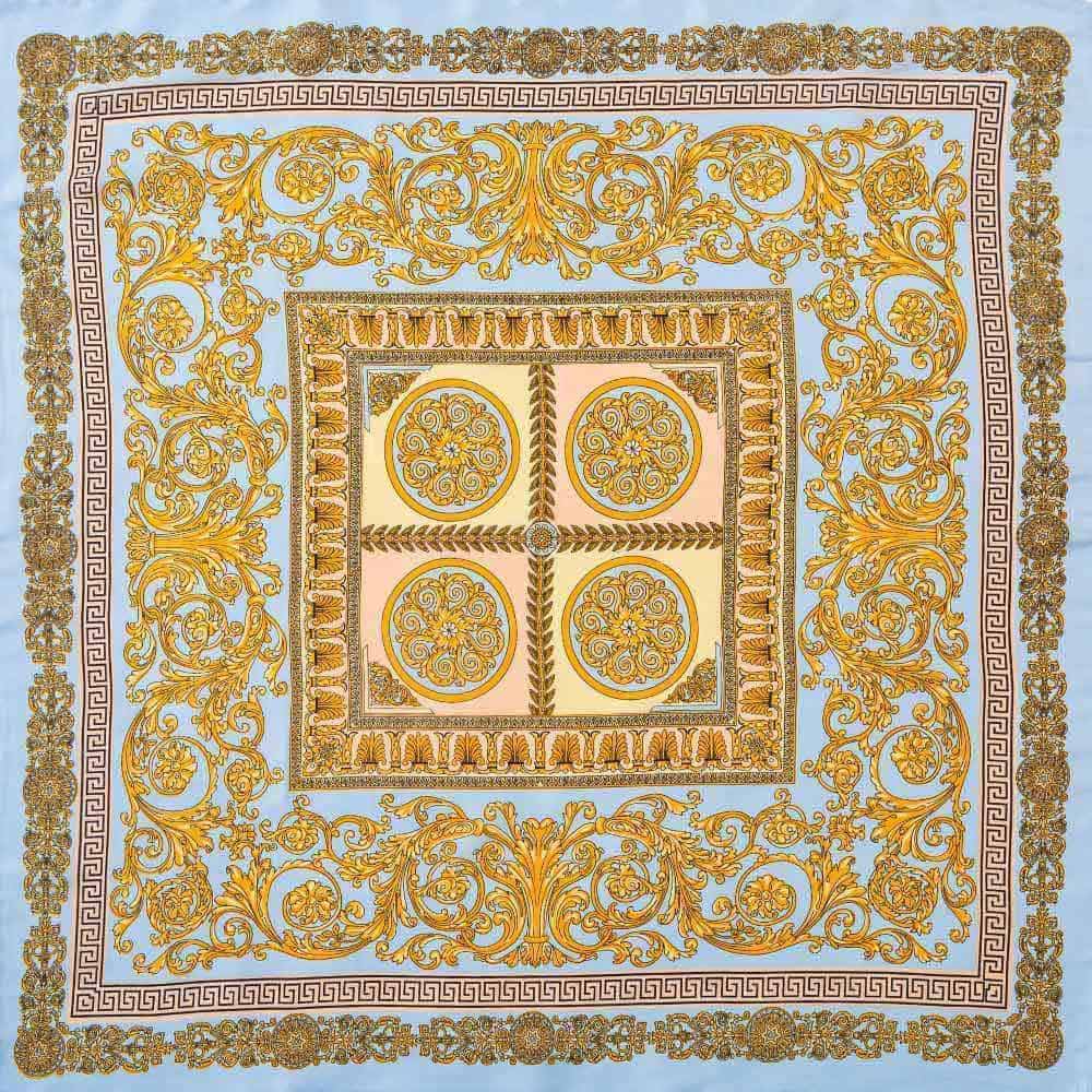 Ornate Baroque Medallion Print Square Bandana Scarf
