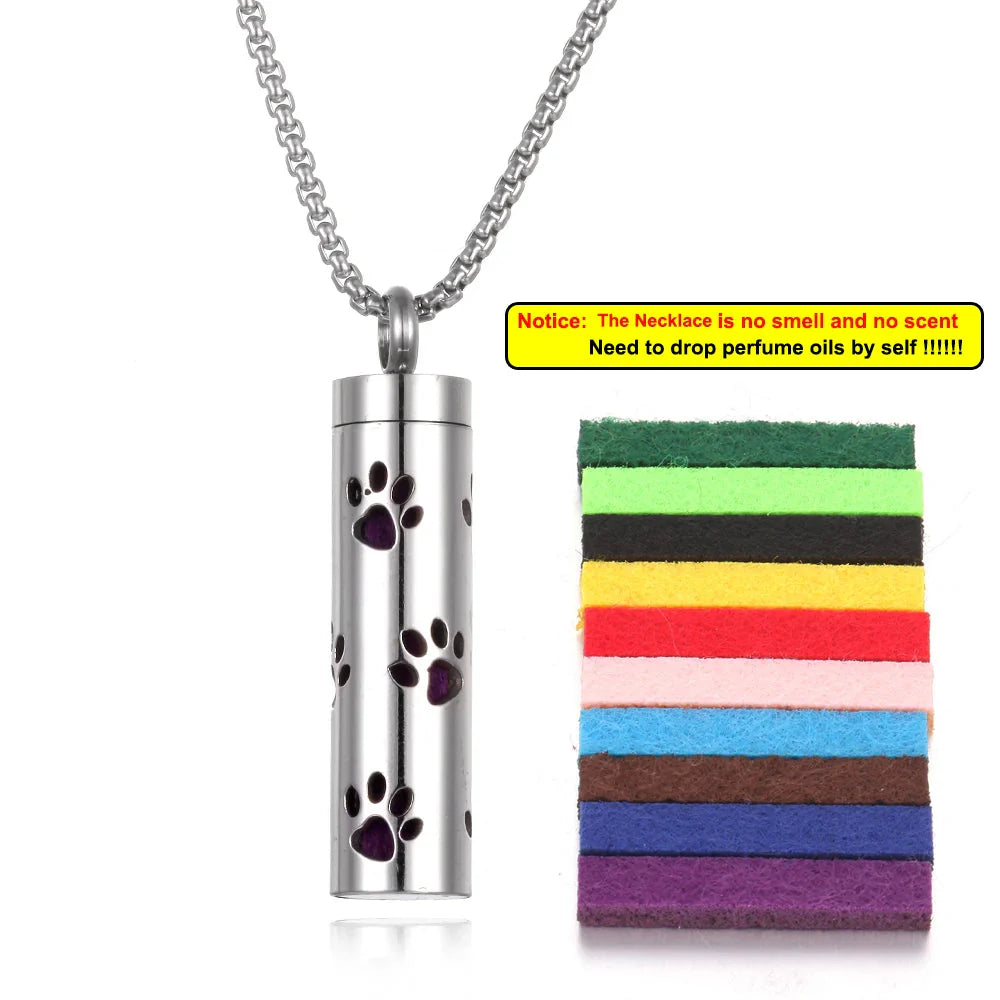 Long Strip Stainless Steel Aromatherapy Necklace – Essential Oil Diffuser Pendant
