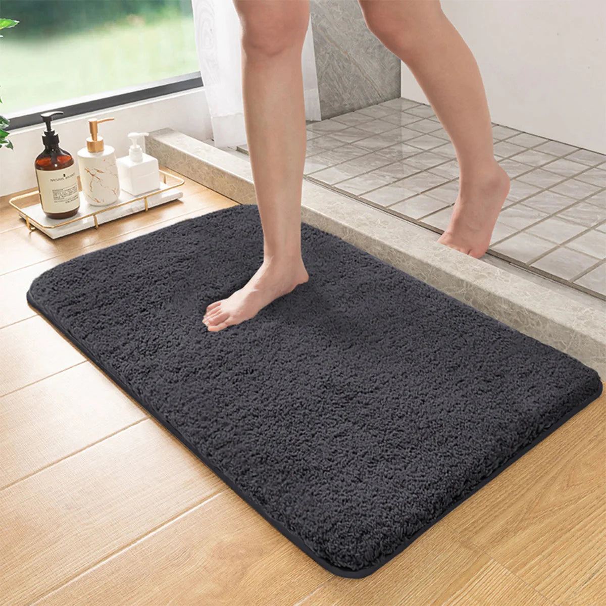 Long Hair Absorbent Bathroom Mat - Furry Non-Slip Shower Room & Entrance Mat