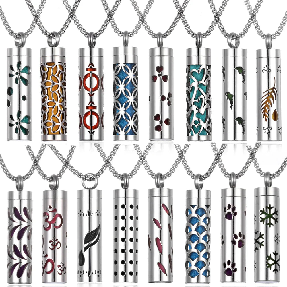 Long Strip Stainless Steel Aromatherapy Necklace – Essential Oil Diffuser Pendant