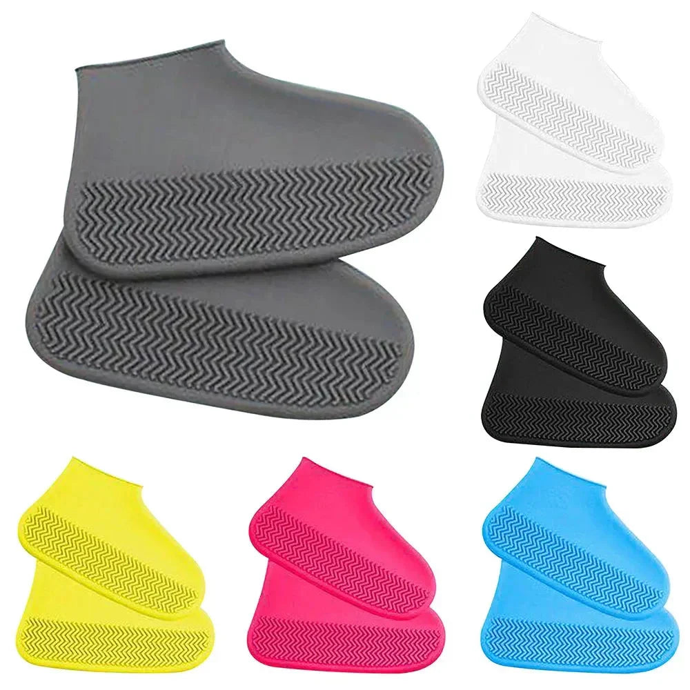 Reusable Silicone Waterproof Shoe Covers - Non-Slip Rubber Rain Boot Overshoes for Outdoor Use