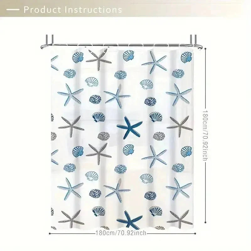 Patterned Waterproof Shower Curtain - PEVA Bathroom Partition & Decorative Accessory