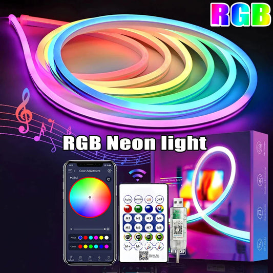 5V RGBIC Neon Strip Lights – USB Waterproof LED Ribbon with Bluetooth