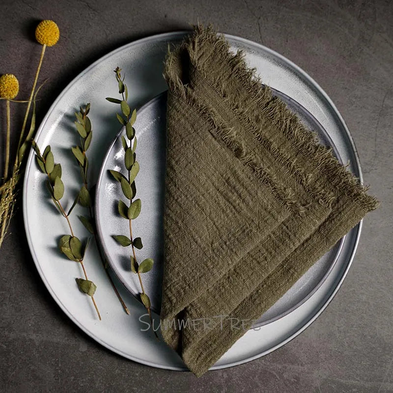 10pcs Large Napkins 41x41cm Rustic Cotton Gauze  Napkin Muslin Tea Towel Dinner Retro Cheesecloth Wedding Party Linen Decor