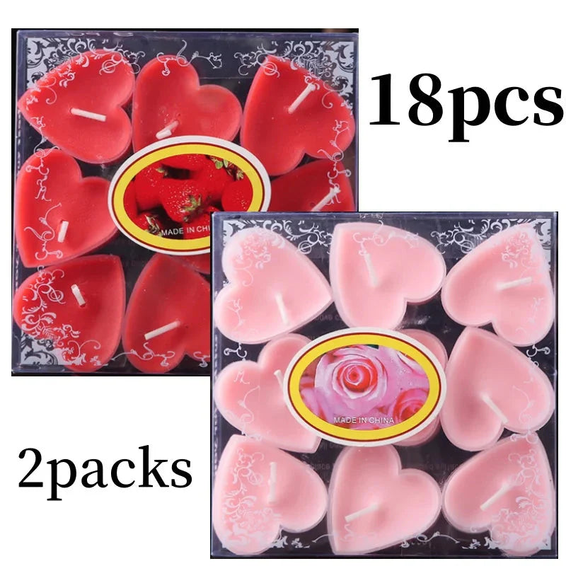 9pcs Heart-Shaped Scented Tea Candles – Romantic Décor for Valentine's Day, Weddings, and Anniversaries