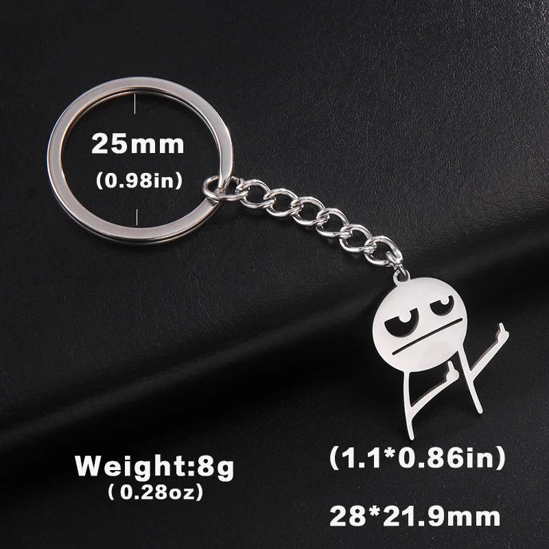 Teamer Funny Middle Finger Stickman Keychain 2025 Cute Trend School Bag Car Key Pendant Couple New Trinket Gift Keyring