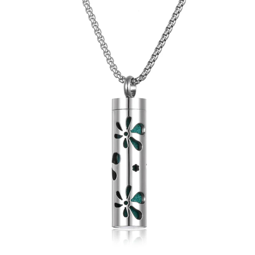 Long Strip Stainless Steel Aromatherapy Necklace – Essential Oil Diffuser Pendant