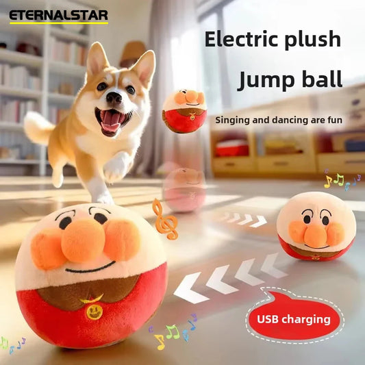 Interactive Electric Plush Jumping Ball - USB Rechargeable Dog Training Toy with Music