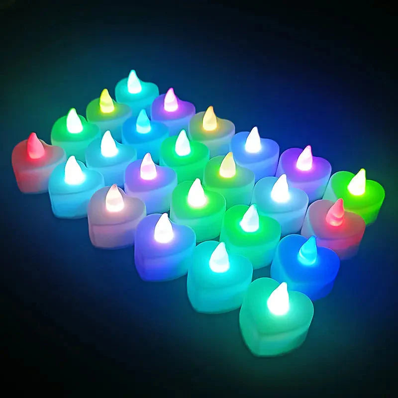 24PCS LED Flameless Tea Light Candles – Red Shells, Battery-Operated, Romantic Décor for Weddings, Parties, and Valentine's Day