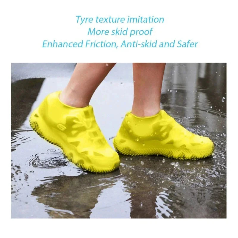 Reusable Silicone Waterproof Shoe Covers - Non-Slip Rubber Rain Boot Overshoes for Outdoor Use