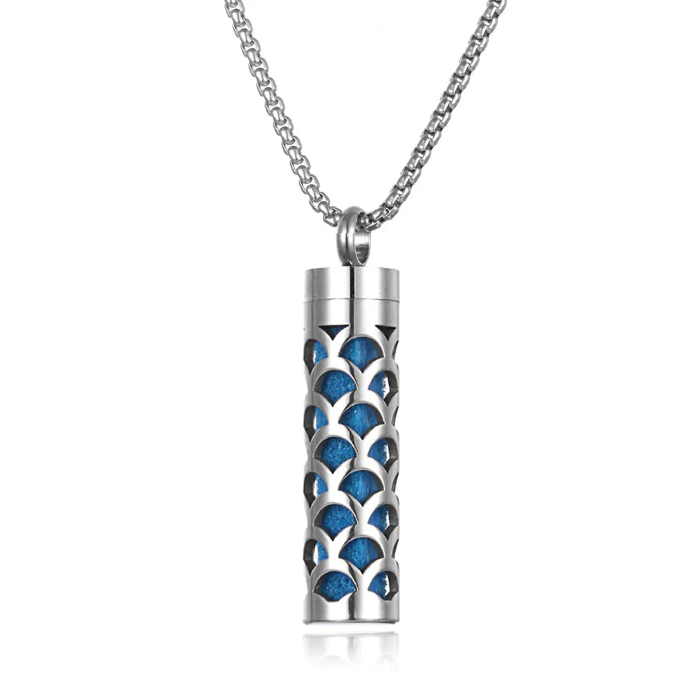 Long Strip Stainless Steel Aromatherapy Necklace – Essential Oil Diffuser Pendant